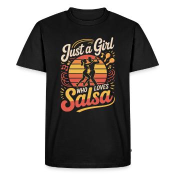 Juste une fille qui aime la salsa - T-shirt Premium bio Homme - noir - Devant - Nico (187cm)
