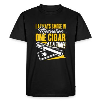 Cigar Smoking One Cigar At A Time - Men's Premium Organic T-Shirt - black - Front - Nico (187cm)