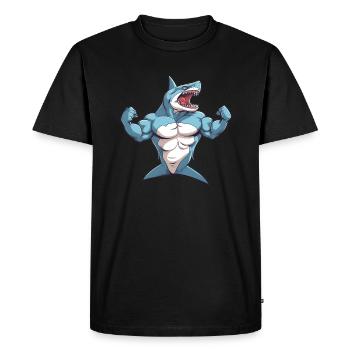 Bodybuilder Shark - T-shirt Premium bio Homme - noir - Devant - Nico (187cm)