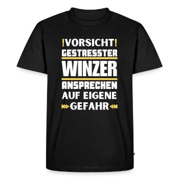 Don't talk to stressed winemakers! - Men's Premium Organic T-Shirt - black - Front - Nico (187cm)