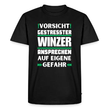 Don't talk to stressed winemakers! - Men's Premium Organic T-Shirt - black - Front - Nico (187cm)