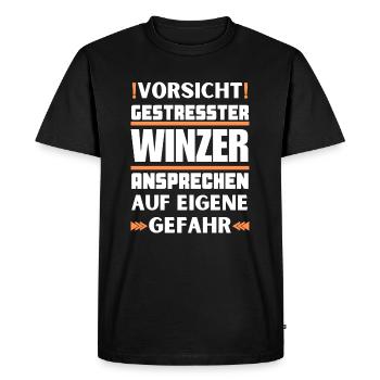 Don't talk to stressed winemakers! - Men's Premium Organic T-Shirt - black - Front - Nico (187cm)