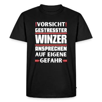 Don't talk to stressed winemakers! - Men's Premium Organic T-Shirt - black - Front - Nico (187cm)