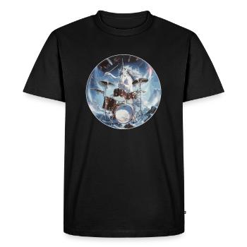 Batteur Batteur Licorne Licorne Musicien Orchestre - T-shirt Premium bio Homme - noir - Devant - Nico (187cm)