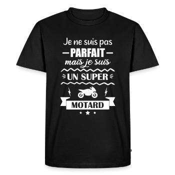 Pas parfait motard, idée cadeau, Moto,Motard - T-shirt Premium bio Homme - noir - Devant - Nico (187cm)