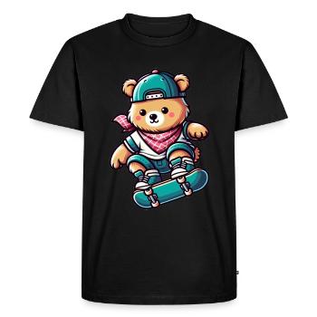 Ours patineur mignon - T-shirt Premium bio Homme - noir - Devant - Nico (187cm)