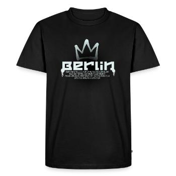 Lettrage Berlin avec couronne - T-shirt Premium bio Homme - noir - Devant - Nico (187cm)
