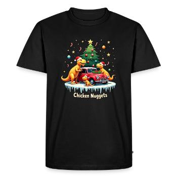 Dino de Noël - Chicken Fun - T-shirt Premium bio Homme - noir - Devant - Nico (187cm)