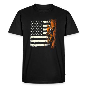 Arborist Flag Forest Lumberjack Gift - Men's Premium Organic T-Shirt - black - Front - Nico (187cm)