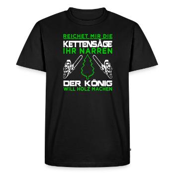 Holz machen Holzfaeller Holz lustige Sprüche - Männer Premium Bio T-Shirt - Schwarz - Vorne - Nico (187cm)