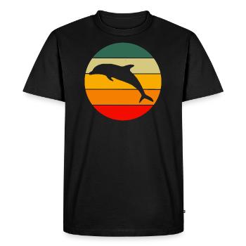 Ocean Animal Sea Animal Gift Retro Dolphin - T-shirt Premium bio Homme - noir - Devant - Nico (187cm)