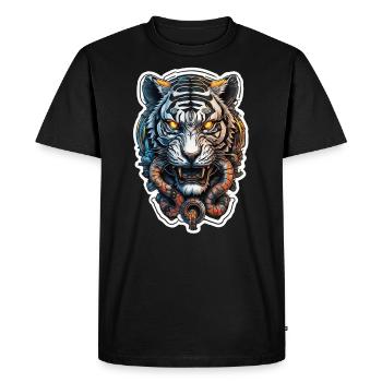 tigre cyberpunk tatouage style japonais - T-shirt Premium bio Homme - noir - Devant - Nico (187cm)