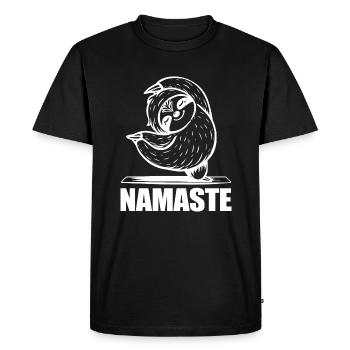 Yoga Sloth Namaste - Men's Premium Organic T-Shirt - black - Front - Nico (187cm)
