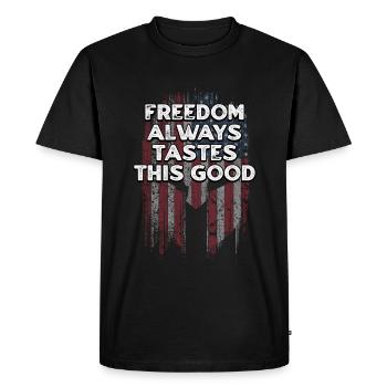 La liberté a toujours bon goût US American 4ème - T-shirt Premium bio Homme - noir - Devant - Nico (187cm)