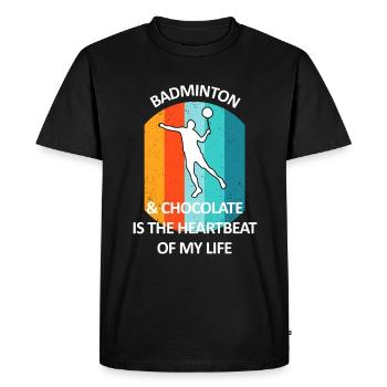 Badminton Badminton Badminton Player Chocolat - T-shirt Premium bio Homme - noir - Devant - Nico (187cm)