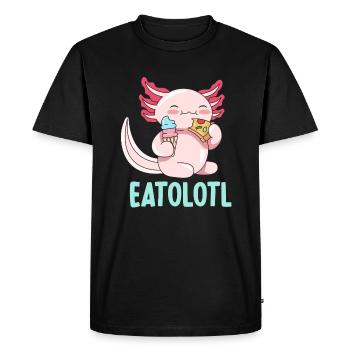 Conception de jeu de mots Eatolotl pour les amateurs d’axolotl - T-shirt Premium bio Homme - noir - Devant - Nico (187cm)