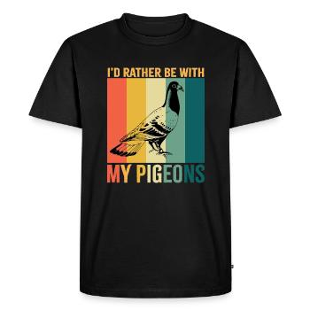 Plutôt avec des pigeons design rétro pour les amateurs de pigeons - T-shirt Premium bio Homme - noir - Devant - Nico (187cm)