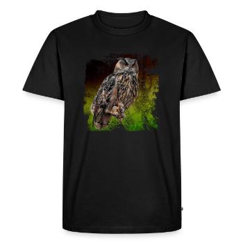 Le grand-duc est la plus grande espèce de hibou domestique. - T-shirt Premium bio Homme - noir - Devant - Nico (187cm)