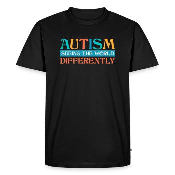 L’autisme voit le monde différemment - T-shirt Premium bio Homme - noir - Devant - Nico (187cm)