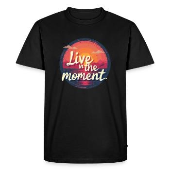 Un look vintage avec un dicton inspirant - T-shirt Premium bio Homme - noir - Devant - Nico (187cm)