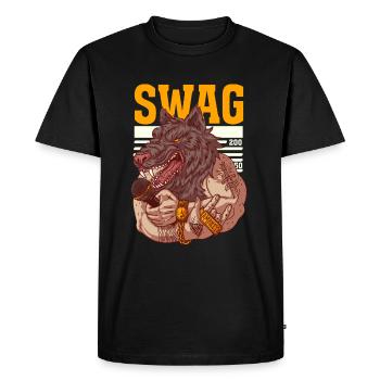 Rapper avec tête de loup et tatouages - T-shirt Premium bio Homme - noir - Devant - Nico (187cm)