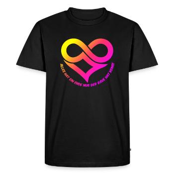 Alles hat ein Ende nur der Rave hat keins! - Männer Premium Bio T-Shirt - Schwarz - Vorne - Nico (187cm)