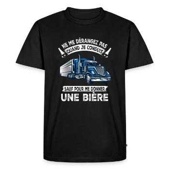 Camion ,Chauffeur routier, Cadeau pour routier - T-shirt Premium bio Homme - noir - Devant - Nico (187cm)