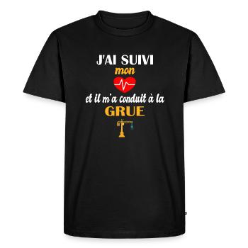 J'ai suivi mon coeur t-shirt grutier métier - T-shirt Premium bio Homme - noir - Devant - Nico (187cm)