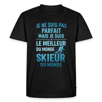 Le meilleur skieur du monde Ski Montagne Skieur - T-shirt Premium bio Homme - noir - Devant - Nico (187cm)