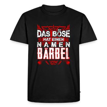 BÄRBEL - Böse - Männer Premium Bio T-Shirt - Schwarz - Vorne - Nico (187cm)