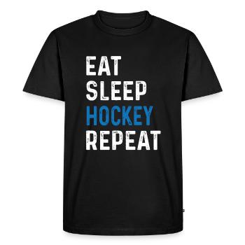 Eat Sleep Hockey Repeat Shirt Team Sport - Men's Premium Organic T-Shirt - black - Front - Nico (187cm)