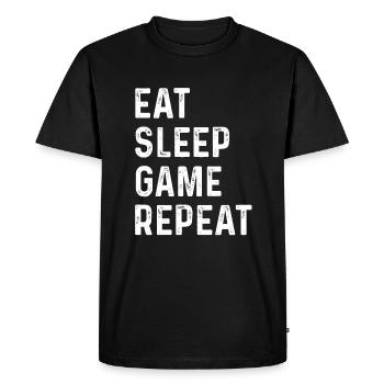 Eat Sleep Game Repeat Shirt - T-shirt Premium bio Homme - noir - Devant - Nico (187cm)