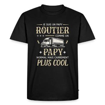 Papy Routier Chauffeur Cool Grands Pères Fête - T-shirt Premium bio Homme - noir - Devant - Nico (187cm)