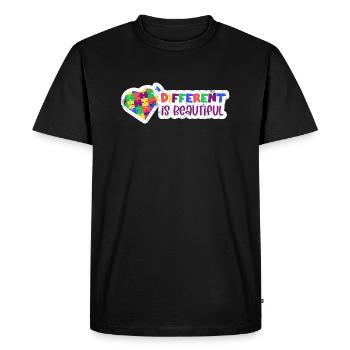 ADHD AUTIST DIFFERENT IS BEAUTIFUL PUZZLE SAYING MOTIFS - Men's Premium Organic T-Shirt - black - Front - Nico (187cm)