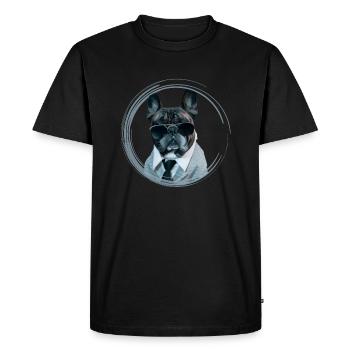 Mignon tyran de style mafia français bouledogue - T-shirt Premium bio Homme - noir - Devant - Nico (187cm)