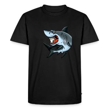 Prédateur de poissons de mer de requin blanc rusé et effronté - T-shirt Premium bio Homme - noir - Devant - Nico (187cm)