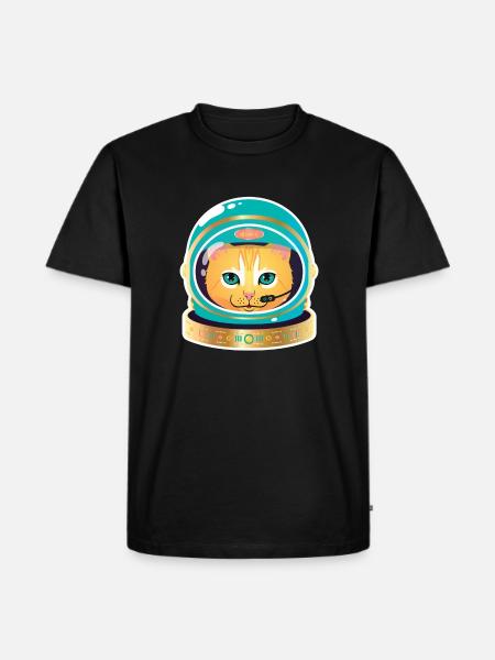 Cosmonaut Cat - Männer Premium Bio T-Shirt - Schwarz