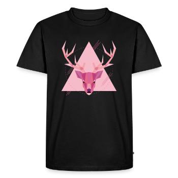 Cerf géométrique - T-shirt Premium bio Homme - noir - Devant - Nico (187cm)