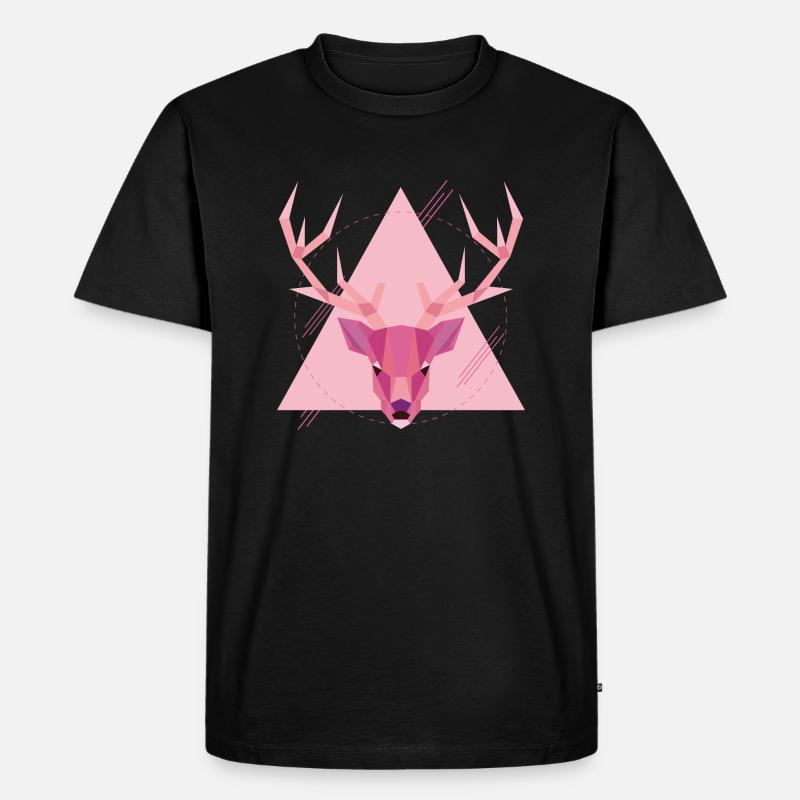 Geometrischer Hirsch - Männer Premium Bio T-Shirt - Schwarz