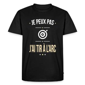 Je peux pas j'ai tir à l'arc - Cadeau humour - T-shirt Premium bio Homme - noir - Devant - Nico (187cm)