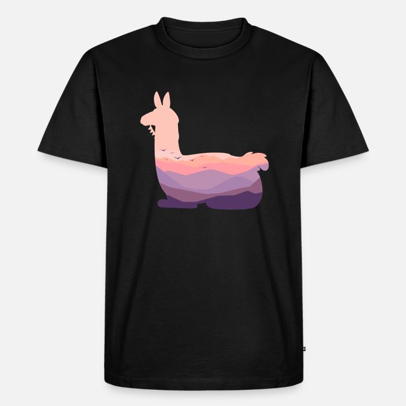 Lama - Männer Premium Bio T-Shirt - Schwarz