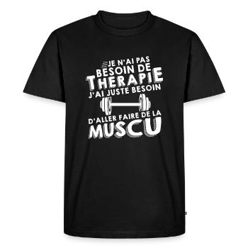 Thérapie - Faire De la muscu - T-shirt Premium bio Homme - noir - Devant - Nico (187cm)