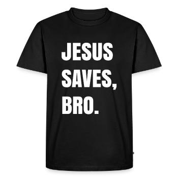 Jésus sauve, Bro. - T-shirt Premium bio Homme - noir - Devant - Nico (187cm)