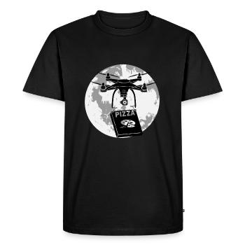 Drone Moon Pizza - T-shirt Premium bio Homme - noir - Devant - Nico (187cm)