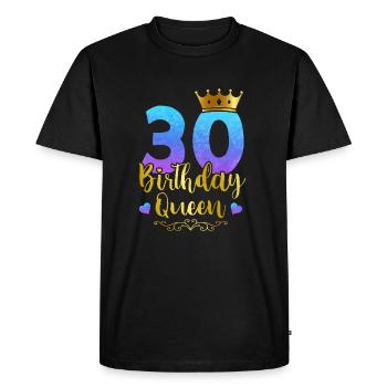 Dames Anniversaire Reine 30ème Anniversaire 30 Ans Naissance - T-shirt Premium bio Homme - noir - Devant - Nico (187cm)