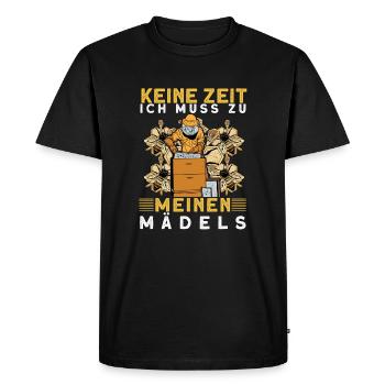 Keine Zeit ich muss zu meinen Mädels - Männer Premium Bio T-Shirt - Schwarz - Vorne - Nico (187cm)