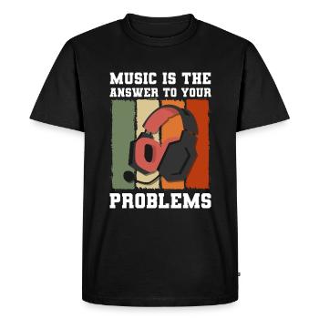 Problème Pas mon problème Je m’en fiche - T-shirt Premium bio Homme - noir - Devant - Nico (187cm)