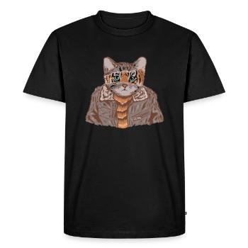 Visage de chat sur les humains - T-shirt Premium bio Homme - noir - Devant - Nico (187cm)
