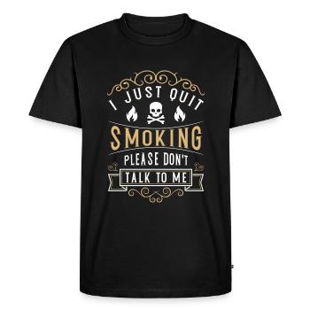 Interdiction de fumer des cigarettes Ne fumez pas de dépendance - T-shirt Premium bio Homme - noir - Devant - Nico (187cm)