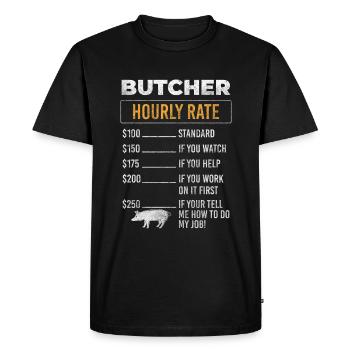 Butcher grilling work - Men's Premium Organic T-Shirt - black - Front - Nico (187cm)